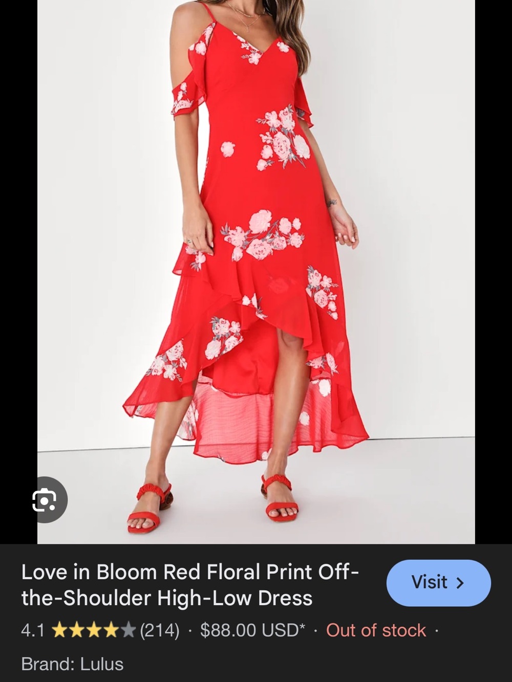 Lulus Vibrant Red Floral Maxi Dress (Size Small) - Picture 8 of 8